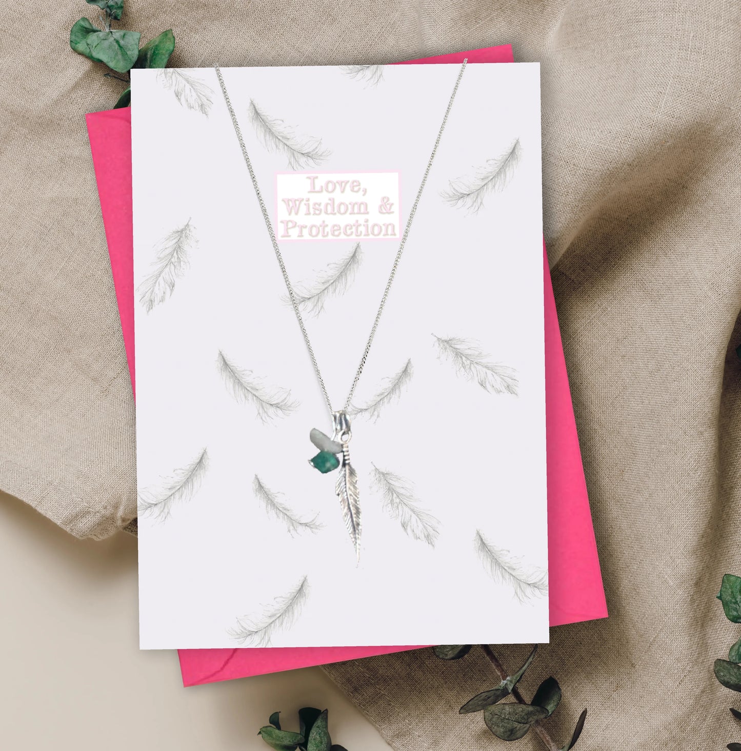 Sterling Silver Angel Pendant Necklace with Handmade Crystal Charm and Card - Crumble and Core