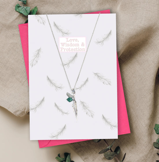 Sterling Silver Angel Pendant Necklace with Handmade Crystal Charm and Card - Crumble and Core