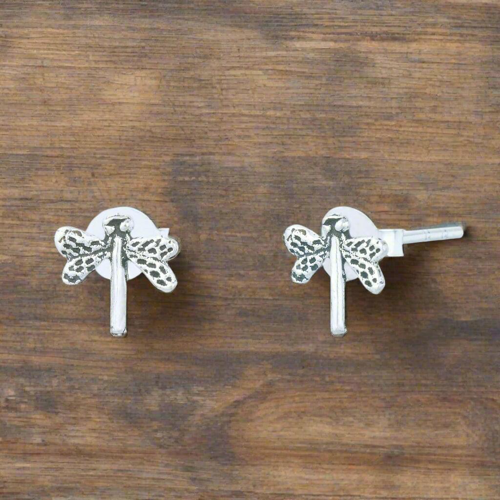 Dragonfly Silver Stud Earrings - Elegant Jewellery for Any Occasion - Crumble and Core