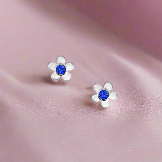 Blue Crystal Silver Stud Earrings - Elegant Gift for Any Occasion - Crumble and Core
