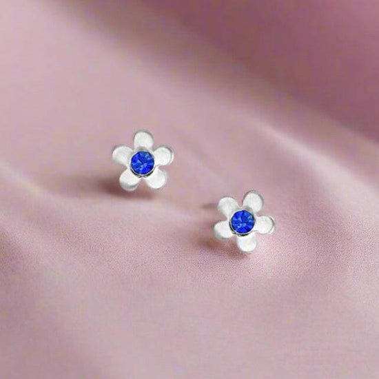 Blue Crystal Silver Stud Earrings - Elegant Gift for Any Occasion - Crumble and Core
