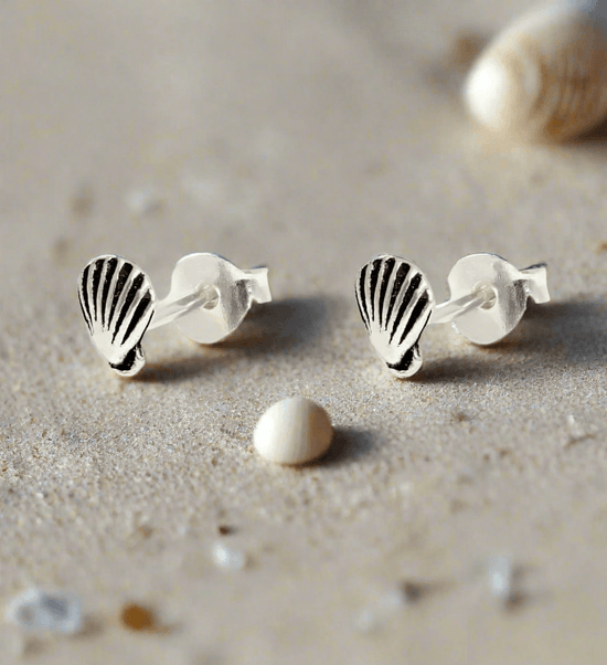 Shell Silver Stud Earrings - Elegant and Versatile Jewellery for Any Occasion - Crumble and Core