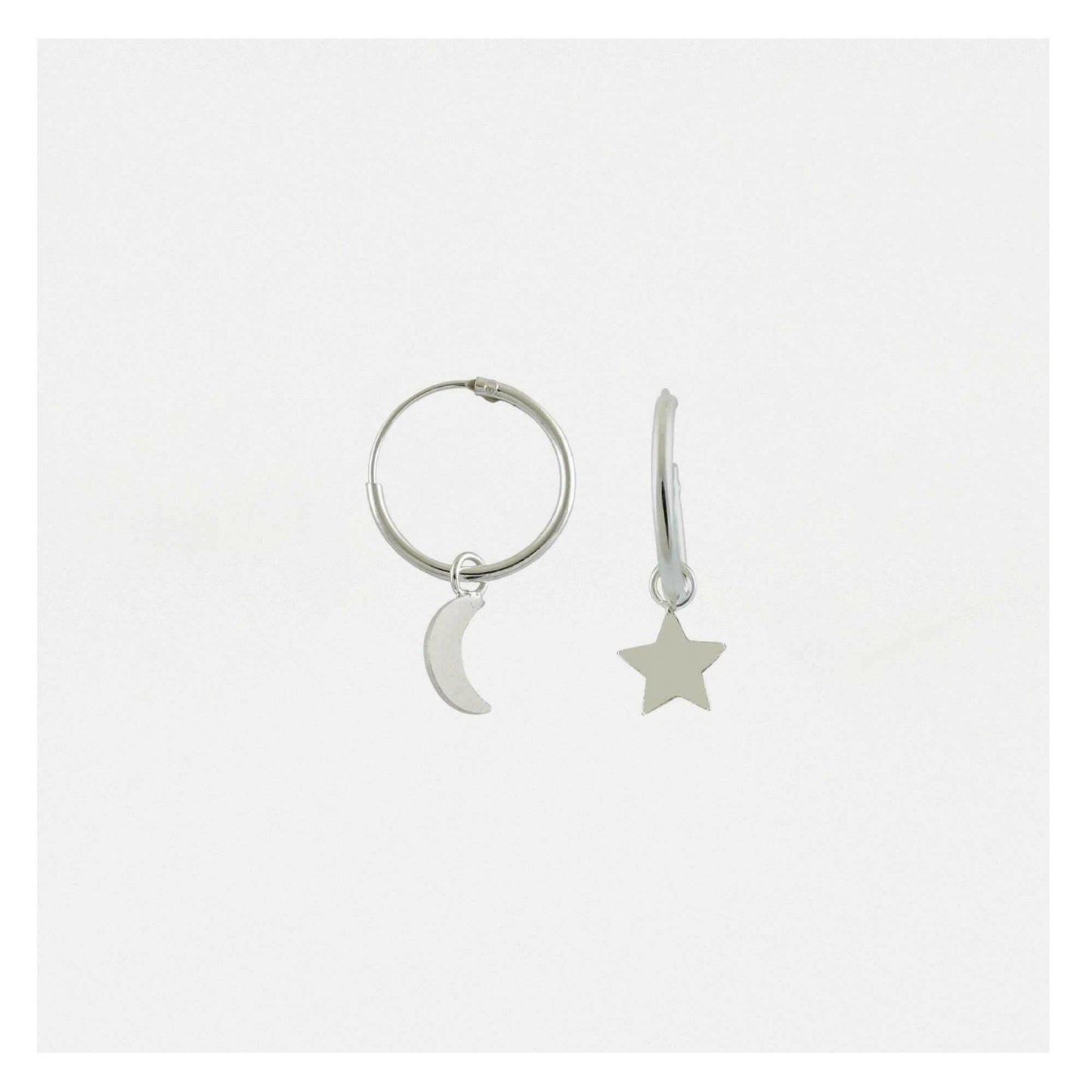 Silver Moon and Star Huggie Hoop Earrings for Celestial Style - Crumble and Core