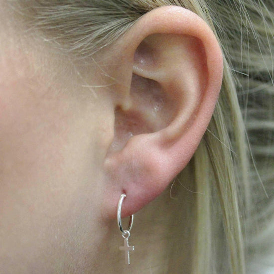 Silver Cross Huggie Hoop Earrings for Stylish Everyday Wear - Crumble and Core
