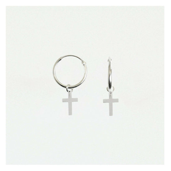 Silver Cross Huggie Hoop Earrings for Stylish Everyday Wear - Crumble and Core