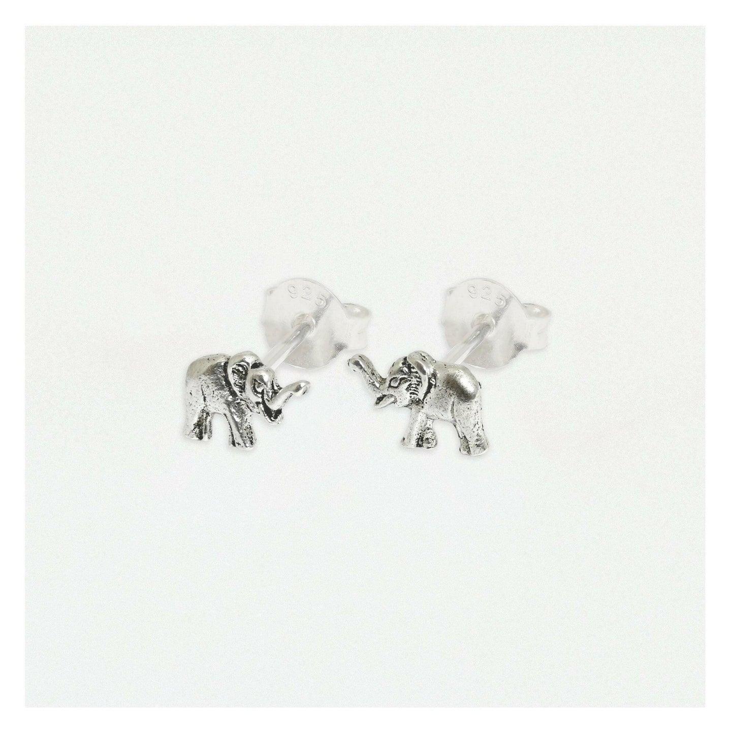 Silver Elephant Earring Stud - Animal-inspired Jewellery - Crumble and Core