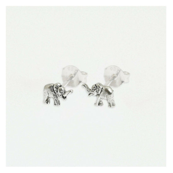 Silver Elephant Earring Stud - Animal-inspired Jewellery - Crumble and Core