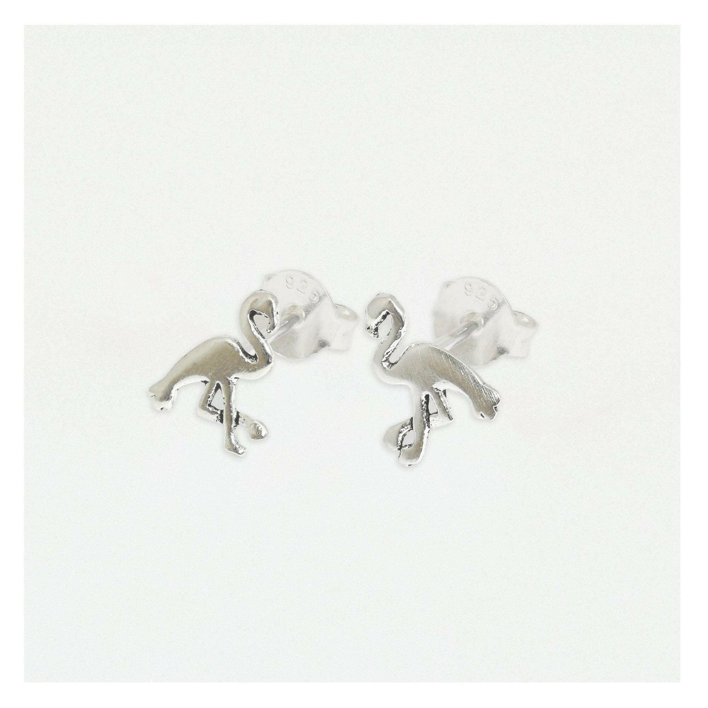 Flamingo Silver Stud Earrings - Stylish and Chic Earrings for Any Occasion - Crumble and Core