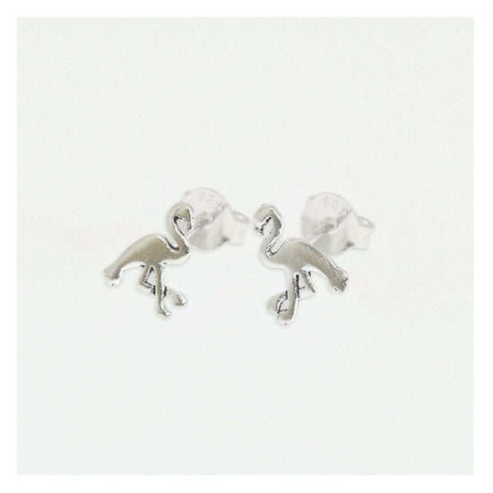 Flamingo Silver Stud Earrings - Stylish and Chic Earrings for Any Occasion - Crumble and Core