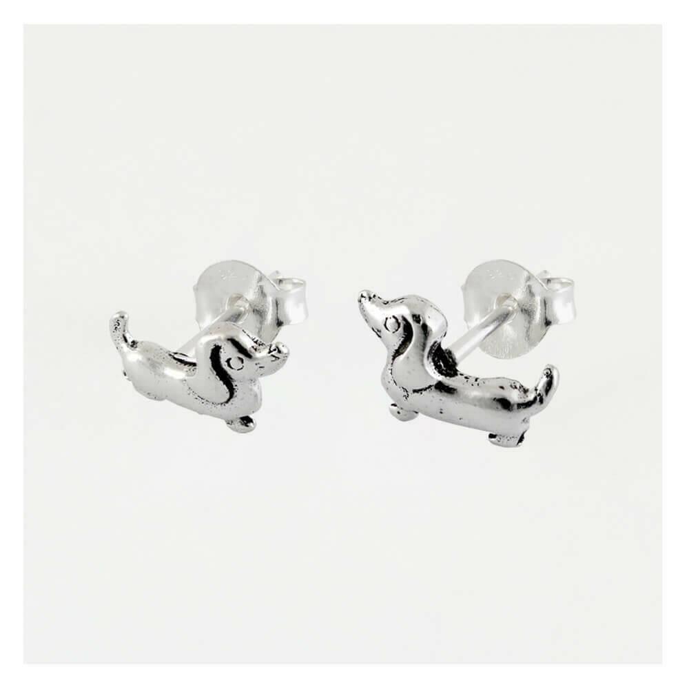 Sausage Dog Silver Stud Earrings - Unique Gift for Dog Lovers - Crumble and Core