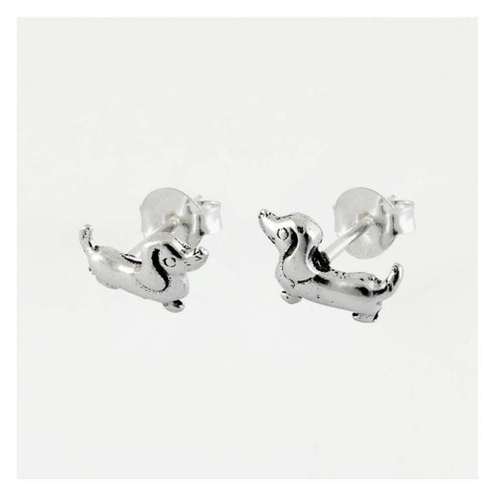 Sausage Dog Silver Stud Earrings - Unique Gift for Dog Lovers - Crumble and Core