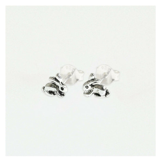 Silver Rabbit Stud Earrings - Hypoallergenic Animal Earrings - Jewellery - Crumble and Core