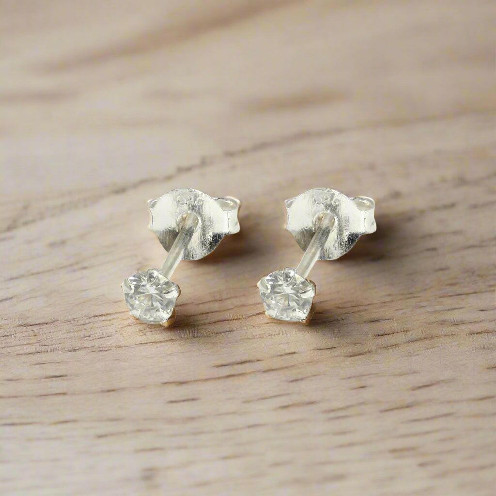 Silver Cubic Zirconia Stud Earrings - Elegant Jewellery for Any Occasion - Crumble and Core