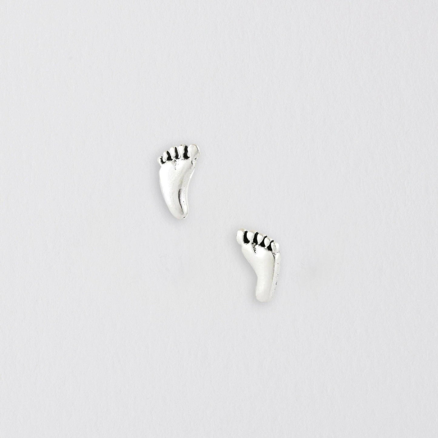 Tiny Feet Silver Stud Earrings - Trendy and Elegant Silver Ear Jewellery - Crumble and Core
