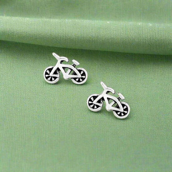 Silver Stud Earrings - Unique Bicycle Jewellery Gift - Crumble and Core