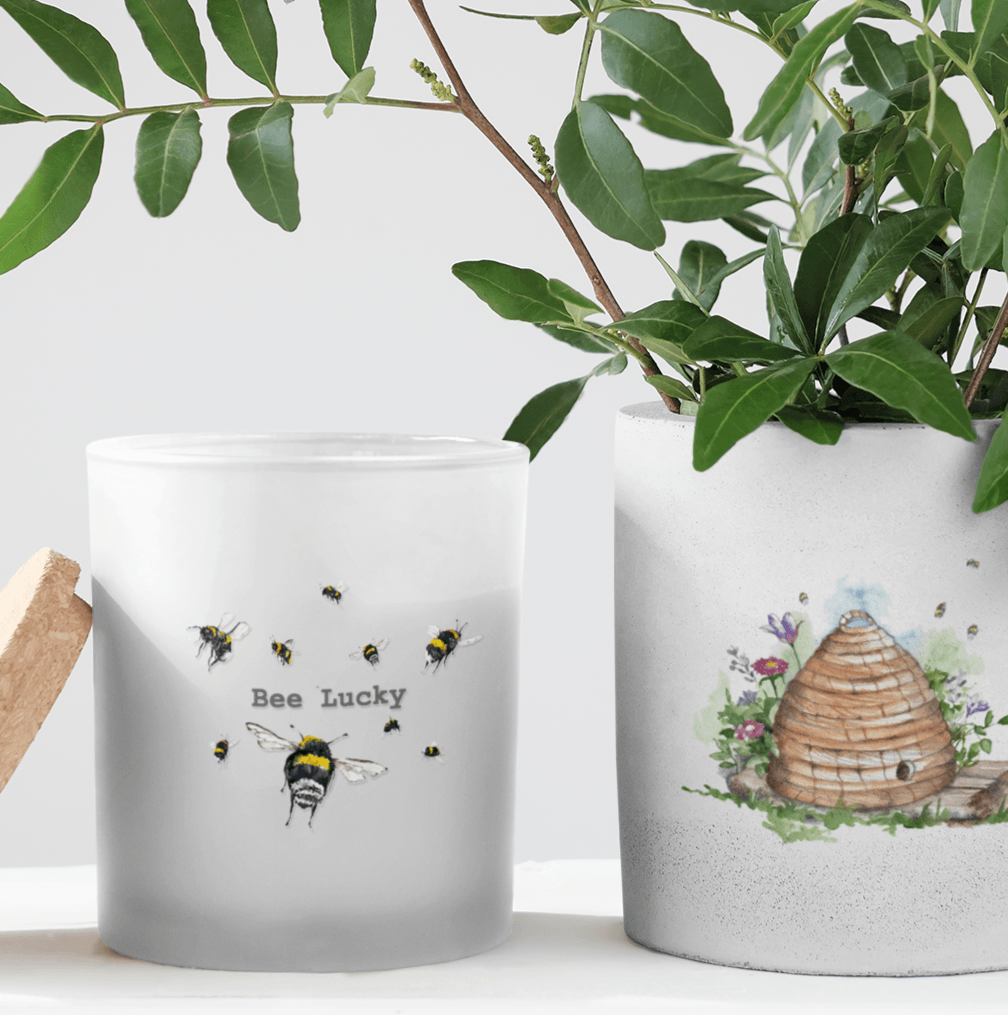 Bee Lucky Candle and Card Handcrafted Gift Set for Good Luck and Well Wishes - Crumble and Core