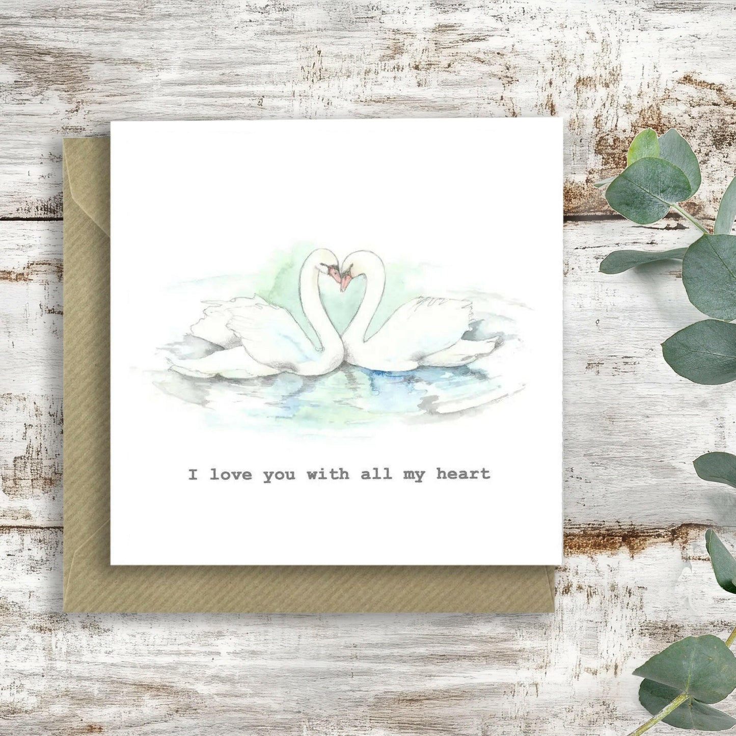 Swans Love Greeting Card - Crumble and Core
