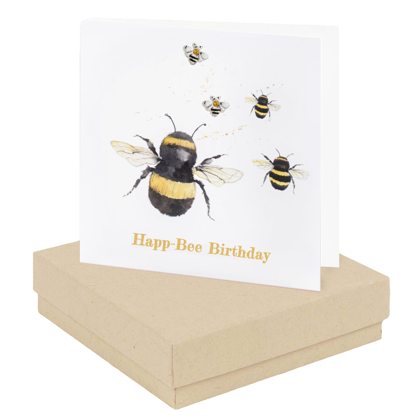 Biglietto per orecchini di compleanno Happ-Bee in scatola