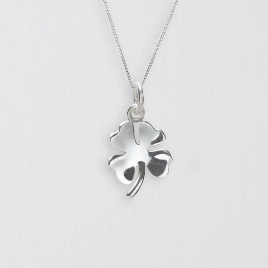Silver Necklace - Clover Lucky Charm - Good Luck Gift