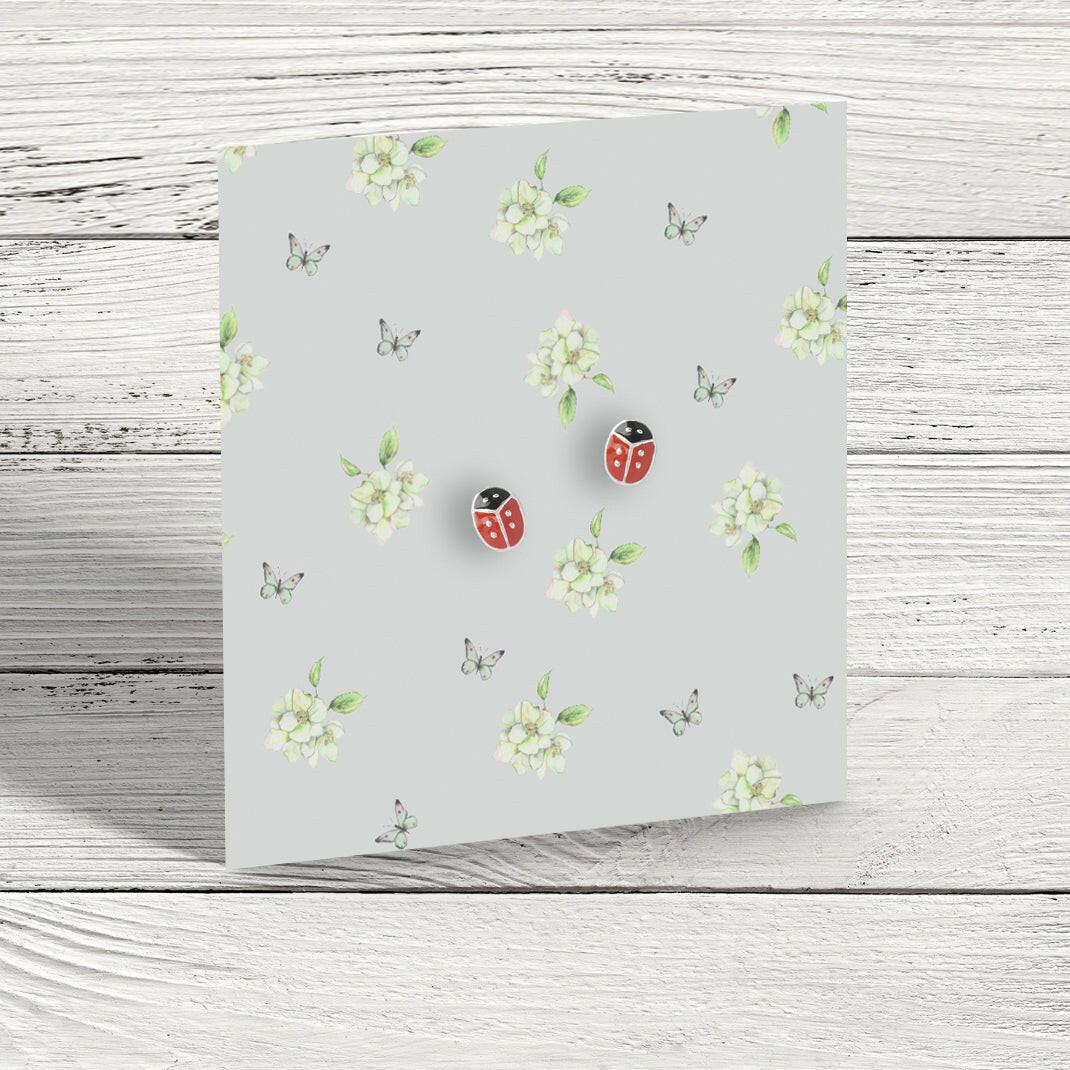 Ladybird Silver Stud Earrings - Elegant and Stylish Jewellery - Crumble and Core