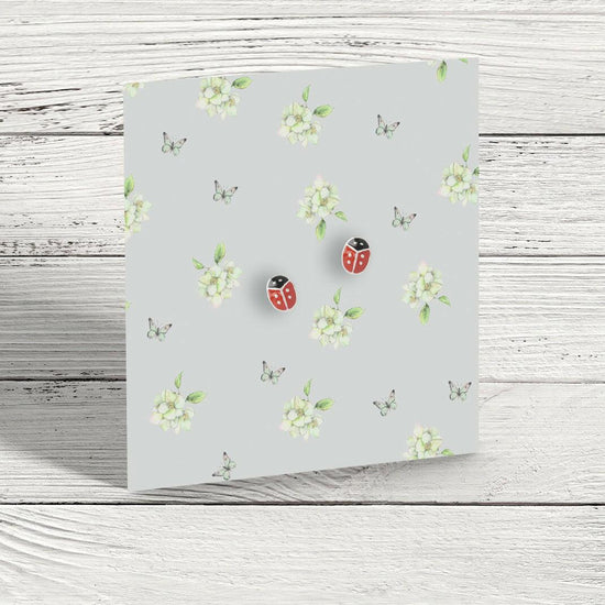 Ladybird Silver Stud Earrings - Elegant and Stylish Jewellery - Crumble and Core
