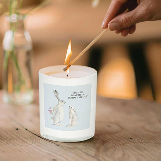 Cute Hare Candle Greeting Card - Perfect Gift in Box - Thoughtful Surprise - Crumble and Core