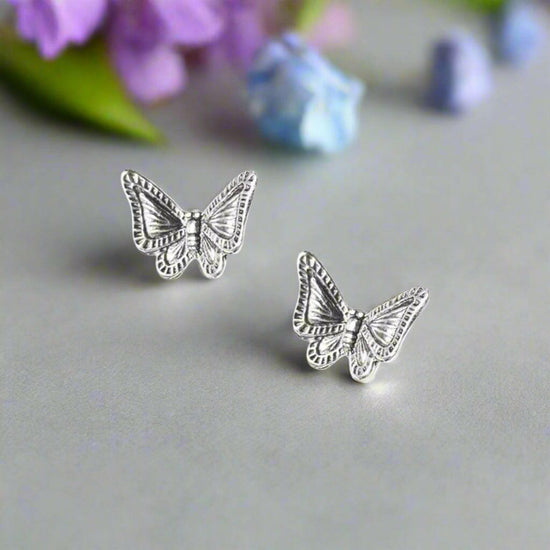 Butterfly Silver Stud Earrings - Beautiful Jewellery for Any Occasion - Crumble and Core
