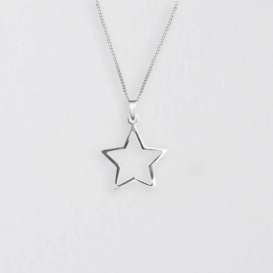 Sterling Silver Star Pendant Necklace - Gift Set with Box and Christmas Card included - Crumble and Core