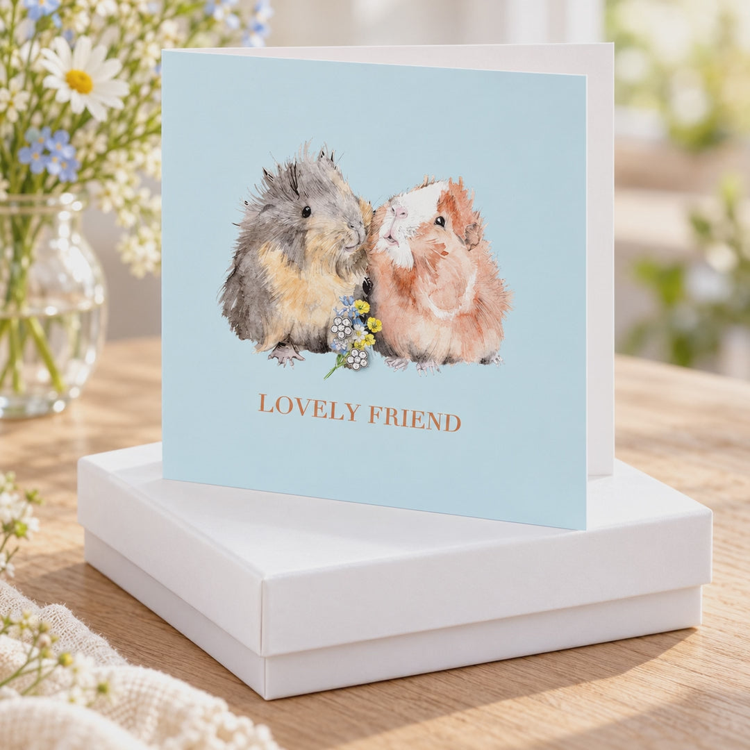 Load and play video in Gallery viewer, Sterling Silver Stud Earrings – Guinea Pig Animal Lover Gifts on Eco Friendly Card
