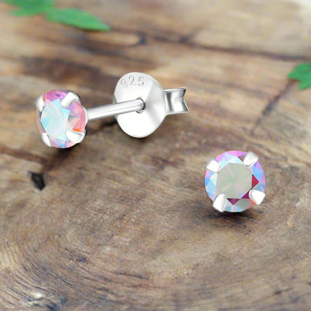 Sterling Silver Stud Earrings in Gift Box on Happy Birthday Cake Stand Card - Gift Boxed - Crumble and Core