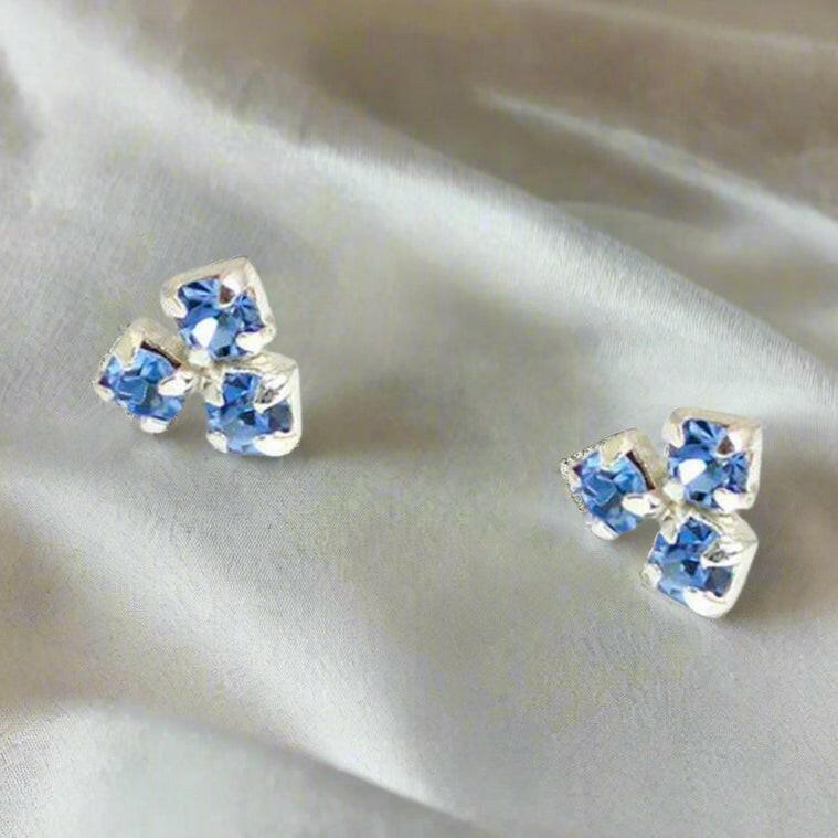 Sapphire Crystal Silver Stud Earrings - Perfect for Any Occasion - Crumble and Core