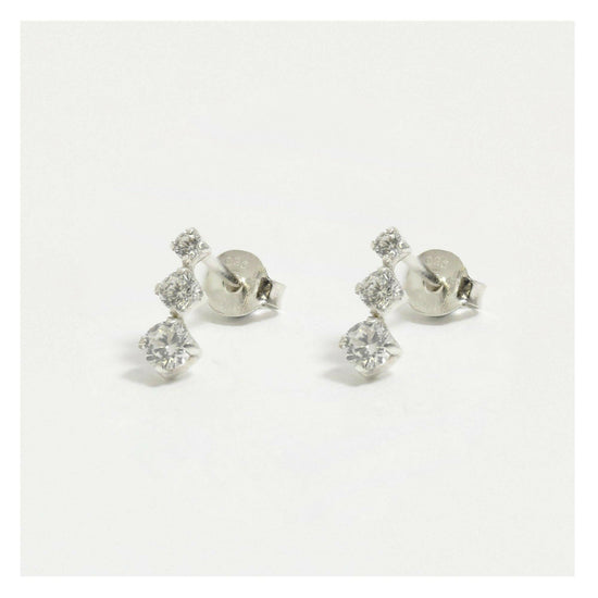 Crystal Silver Stud Earrings – Sparkling & Hypoallergenic Chic Earrings - Crumble and Core