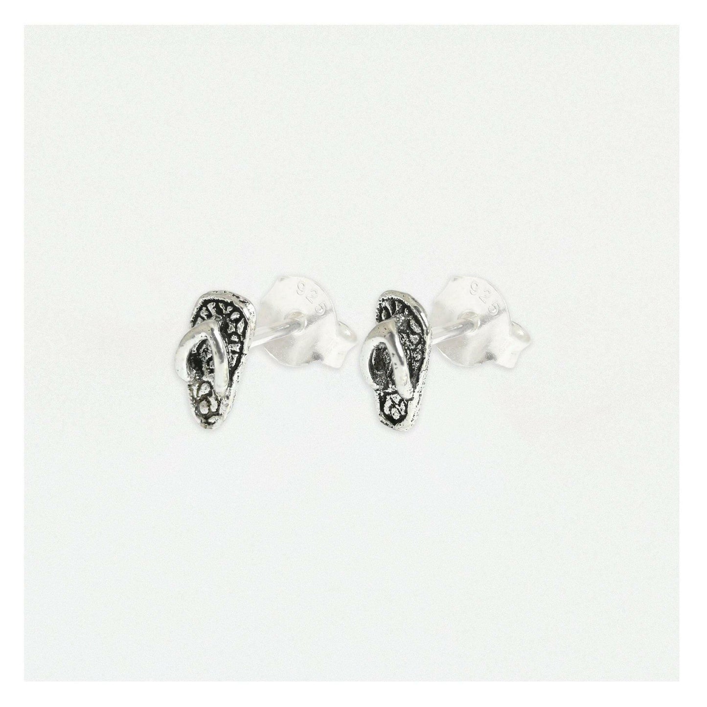 Adorable Silver Stud Earrings - Flip Flop for Beach Lovers - Crumble and Core