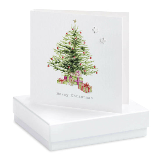 Sterling Silver Star Stud Earrings on Boxed Christmas Card - Christmas Gift - Crumble and Core