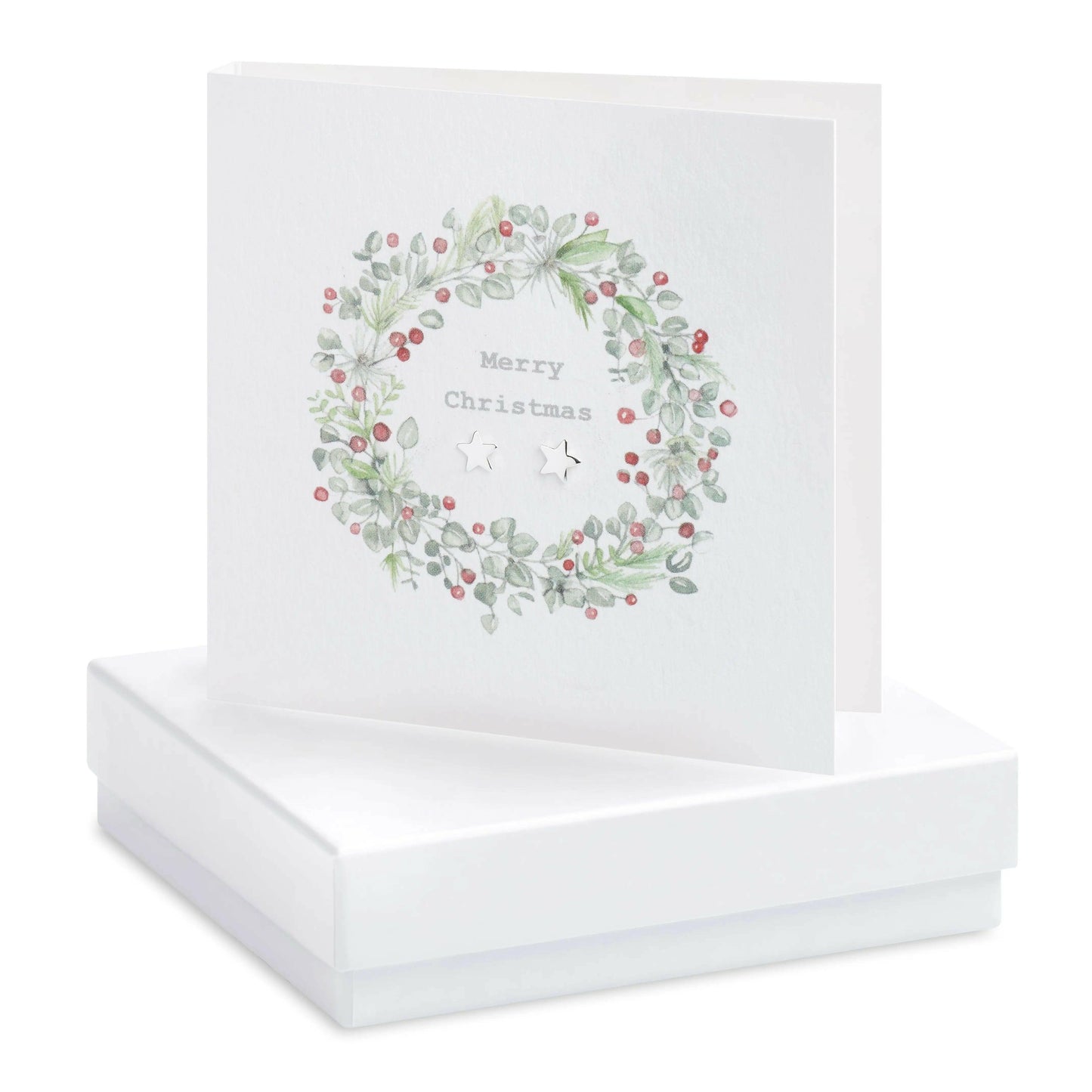 Sterling Silver Stud Earrings - Boxed Christmas Wreath Card - Gift Card - Festive and Elegant Gift for Her - Crumble and Core