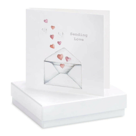 Sterling Silver Heart Stud Earrings with Handcrafted Gift Box - Crumble and Core