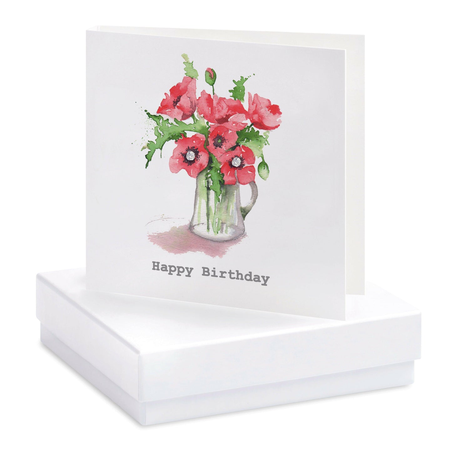 Sterling Silver Stud Earrings - Elegant Poppy Birthday Gift Card for Her - Crumble and Core
