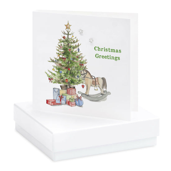 Sterling Silver Stud Earrings on a Christmas Card - Christmas Boxed Gift for Girls - Crumble and Core