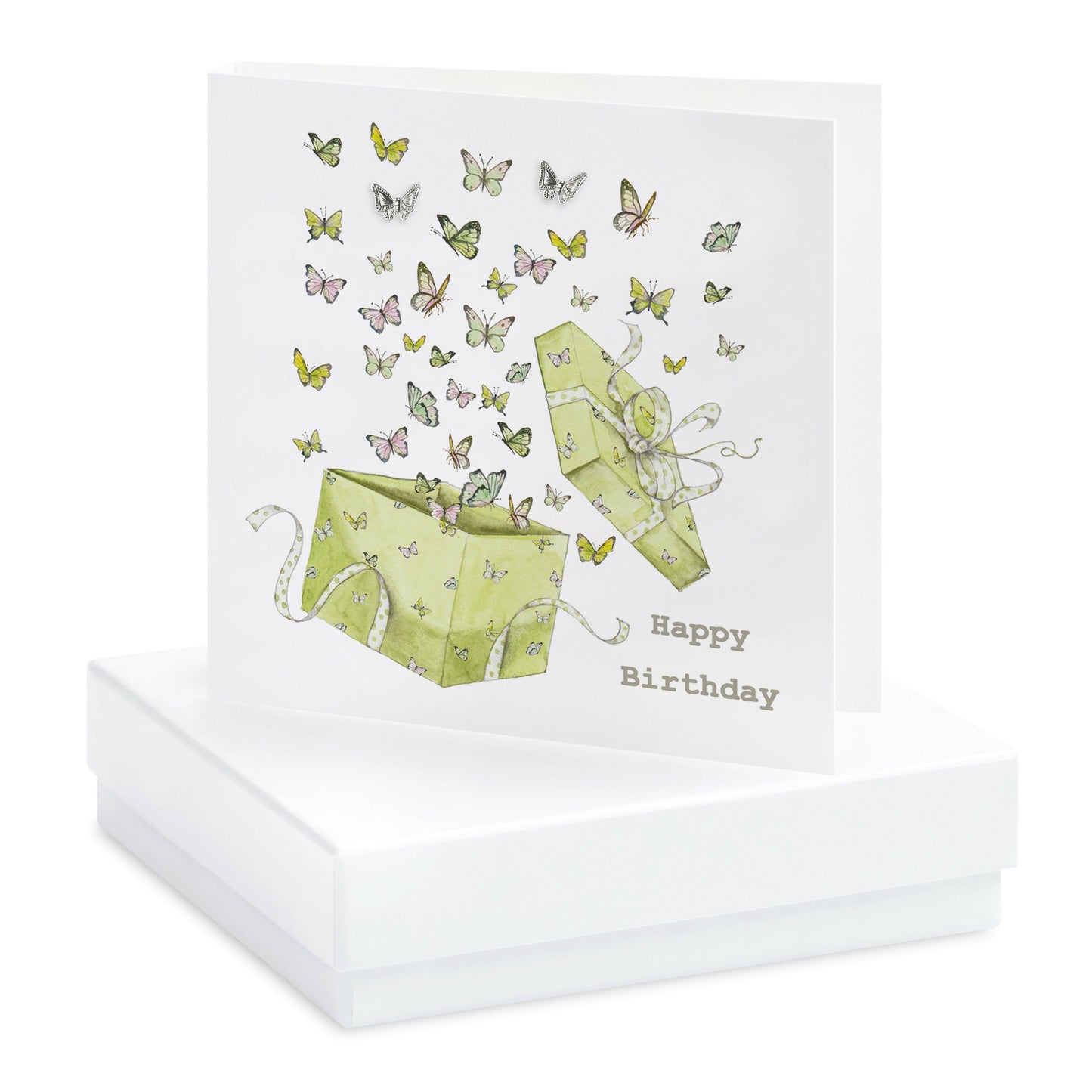 Sterling Silver Boxed Butterfly Stud Earrings - Elegant Gift with Card - Crumble and Core