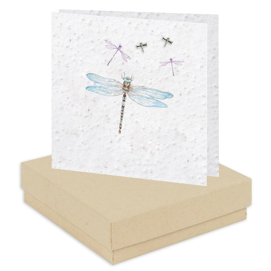 Sterling Silver Dragonfly Seed Stud Earrings on Plantable Card Eco friendly Gift - Crumble and Core