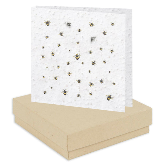 Bee Sterling Silver Stud Earrings with Eco-Friendly Plantable Seed Card Gift Box - Crumble and Core